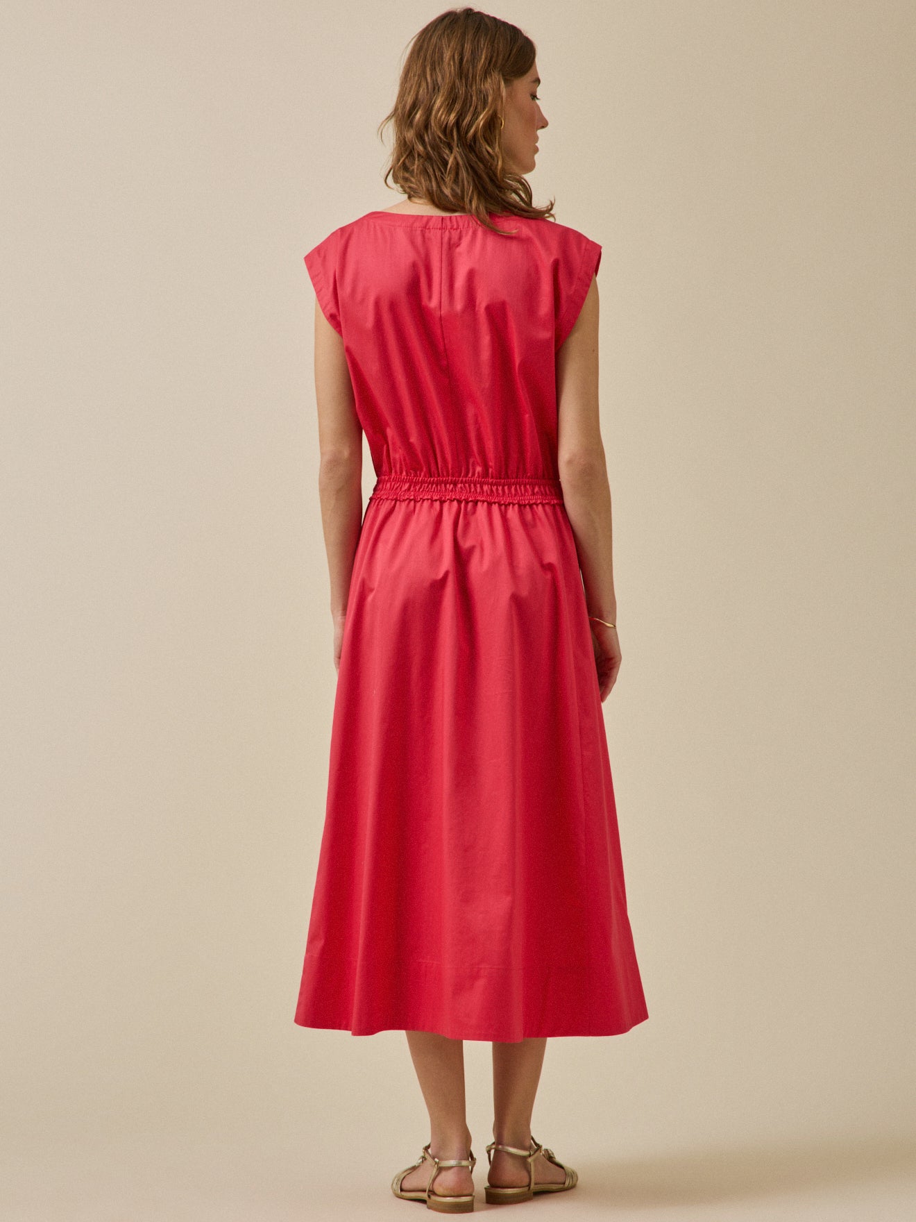 Robe longue cérémonie femme popeline satinée