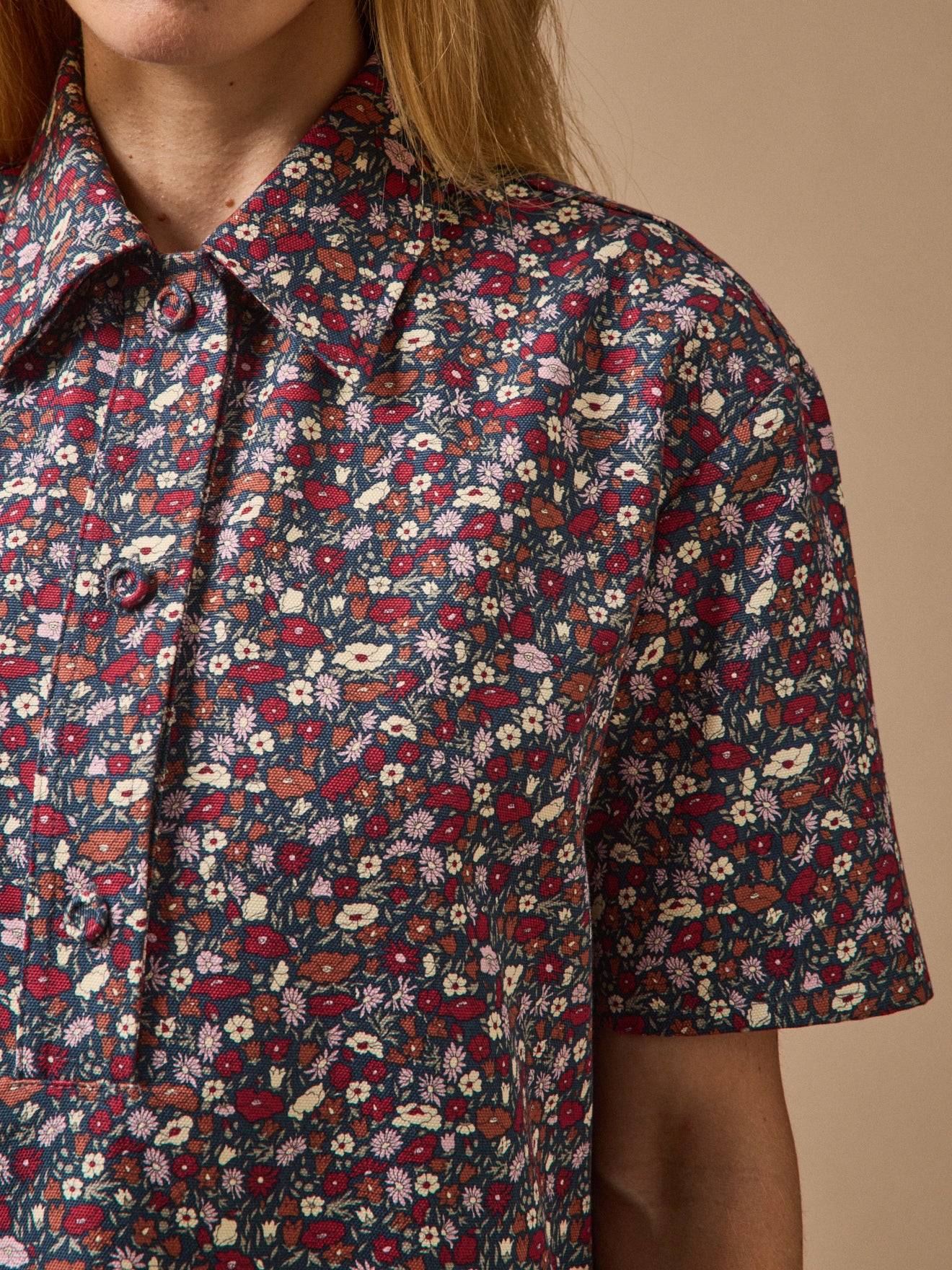 Women's Petal&Daisy floral motif shirt-dress made with Liberty fabric