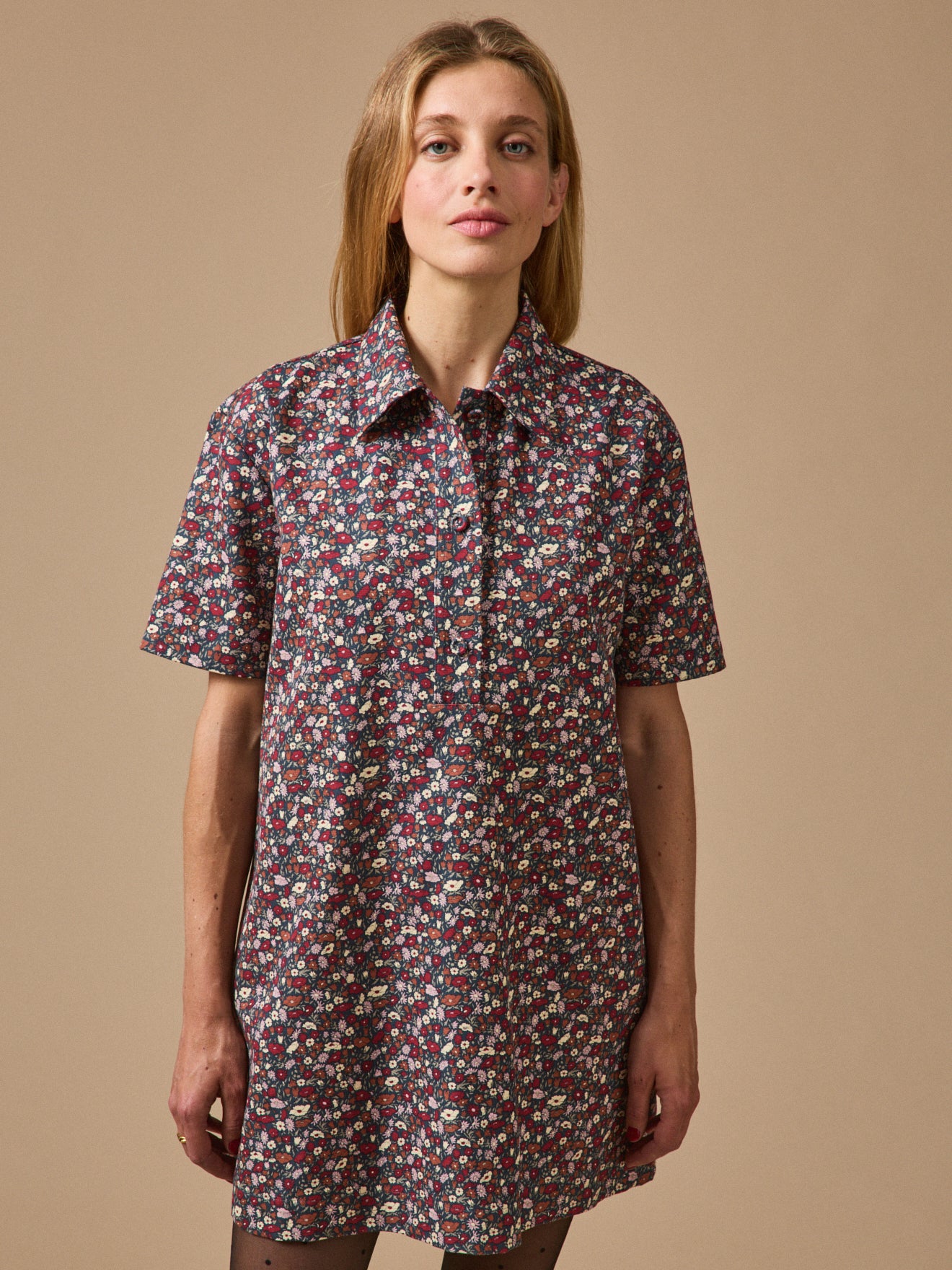 Women's Petal&Daisy floral motif shirt-dress made with Liberty fabric