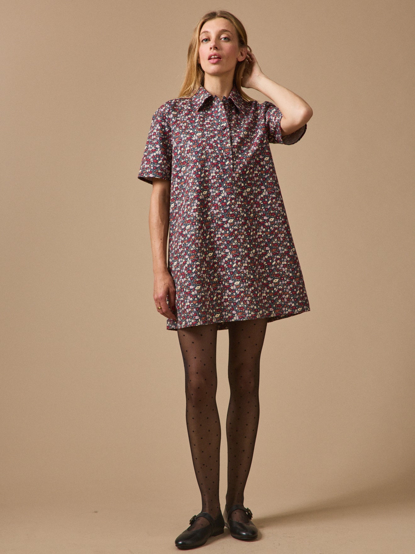 Women's Petal&Daisy floral motif shirt-dress made with Liberty fabric