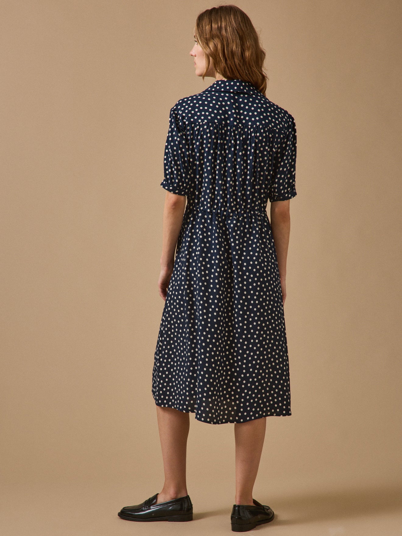 Women's below-the-knee dot-print dress