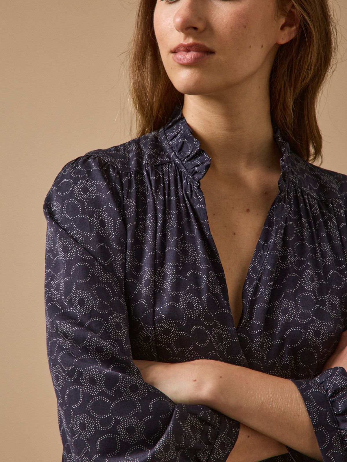 Women's short print dress with Sixties floral motif
