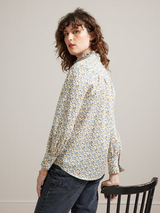 Women's shirt made with Liberty fabric, ruffled neckline - The Limited Collection