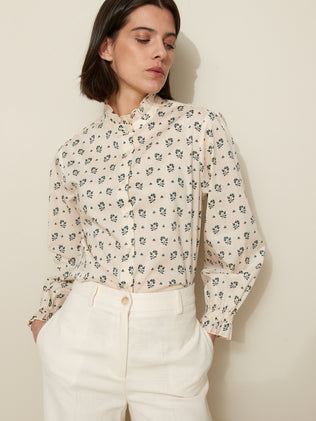 Women's Molly-print shirt with ruffled collar