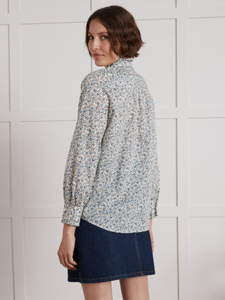 Women's shirt with ruffled collar made with Liberty fabric - The Limited Collection