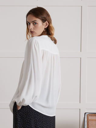 Women's shirt made with a flowing, textured fabric