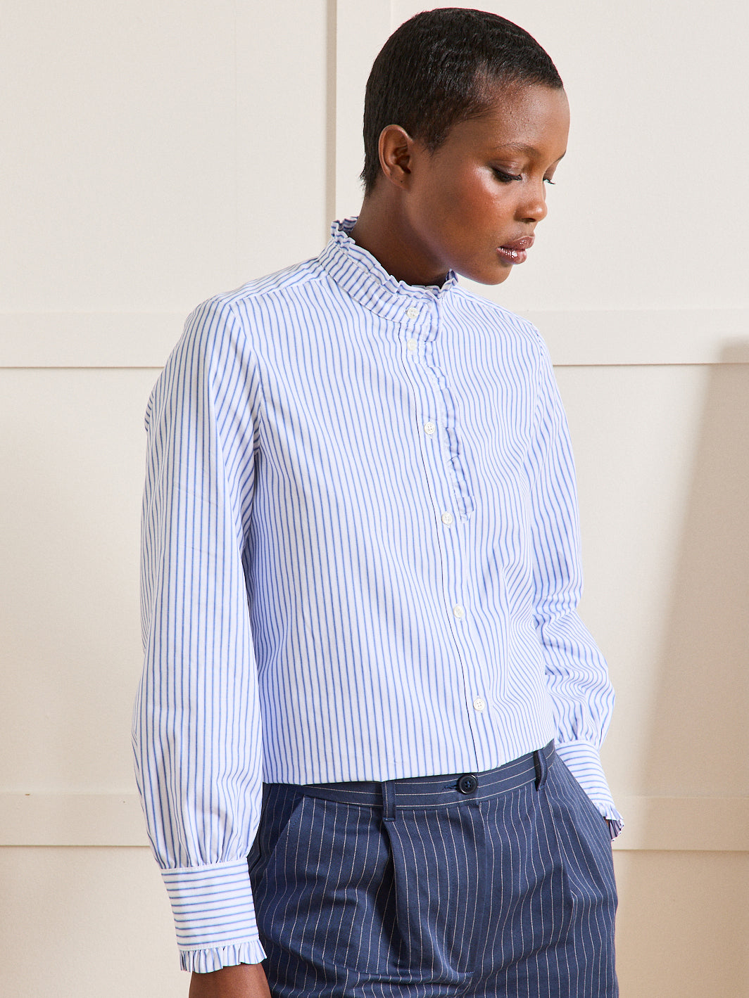 Rayée Chemise rayée col volanté femme - Limited Collection - Cyrillus COM
