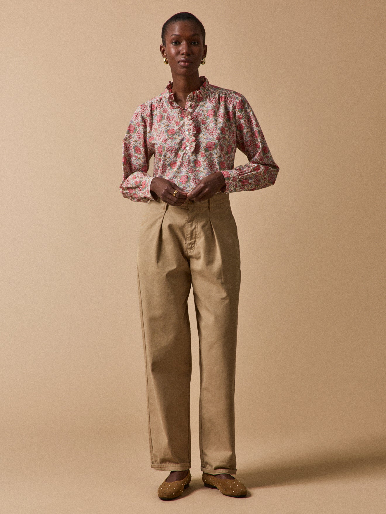 Women's Dante motif blouse with ruffled collar and made with Liberty fabric - The Limited Collection