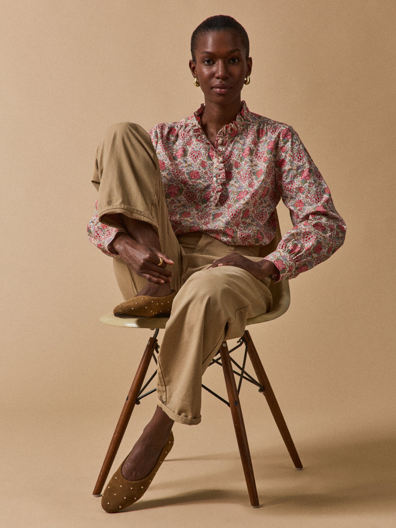 Women's Dante motif blouse with ruffled collar and made with Liberty fabric - The Limited Collection