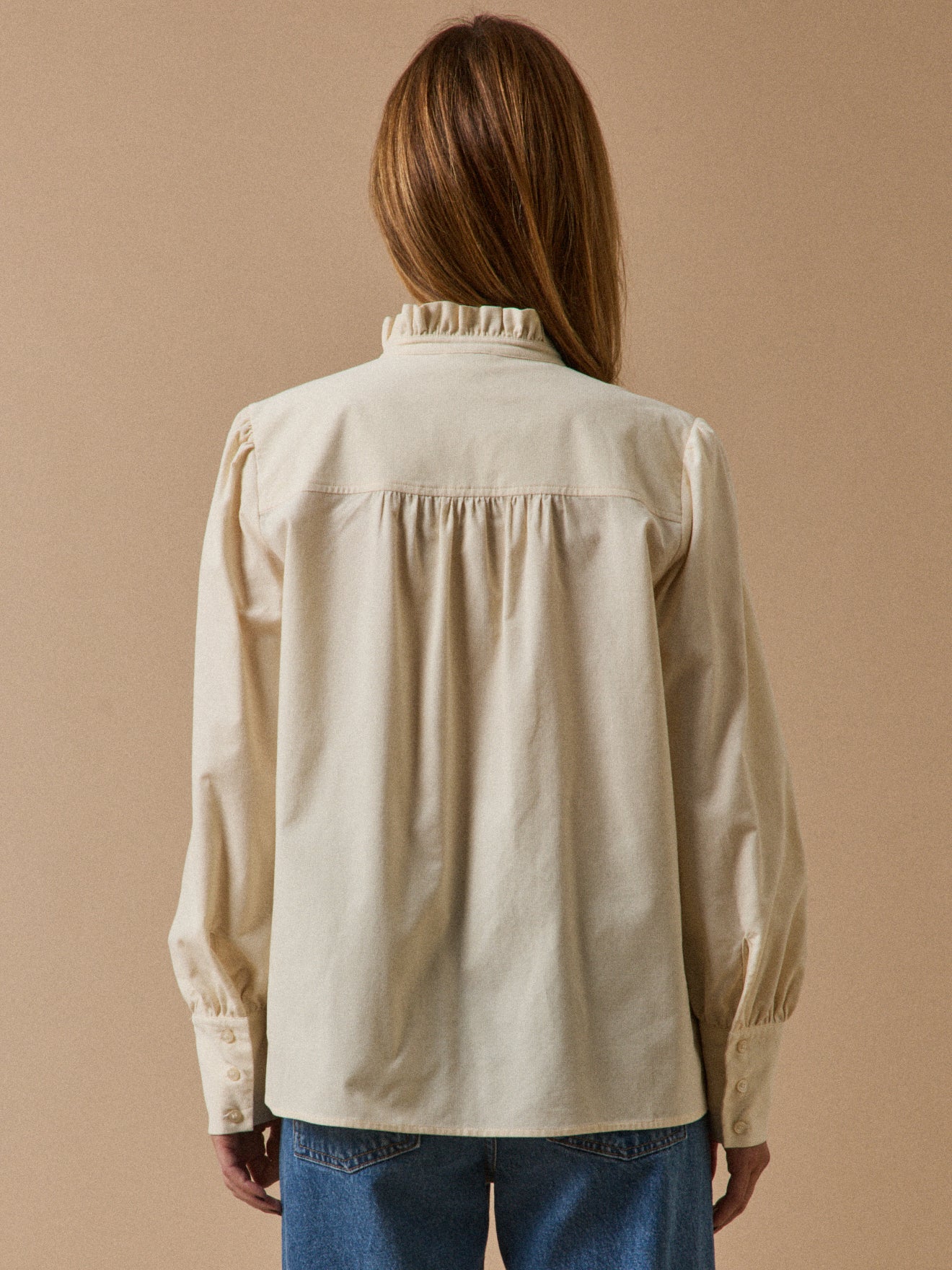 Women's babycord ruffled shirt