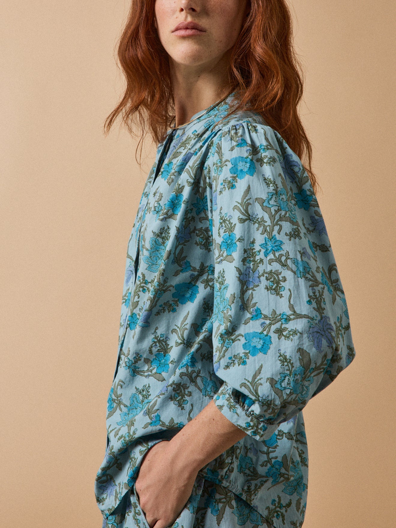 Women's Flora print cotton blouse