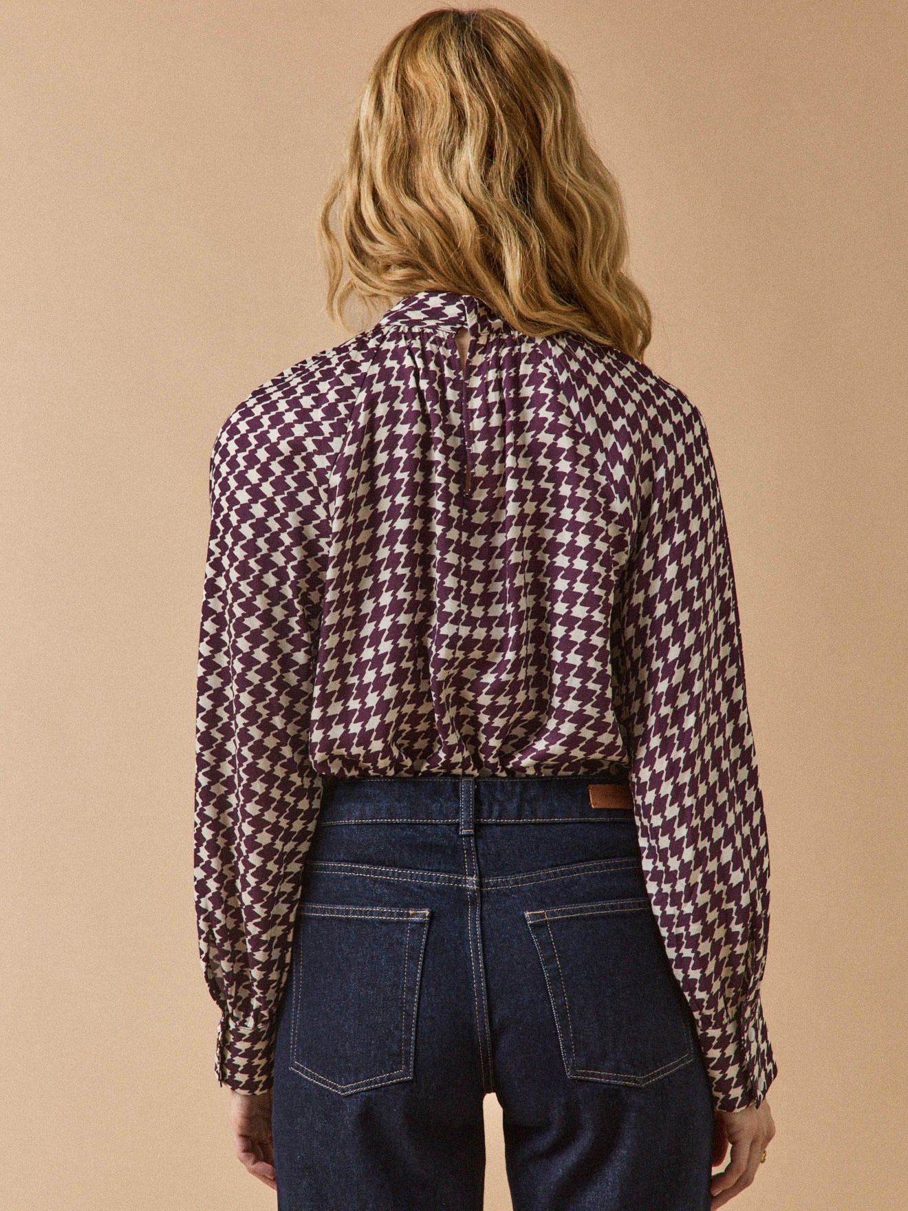 Blouse femme imprimé pied-de-coq