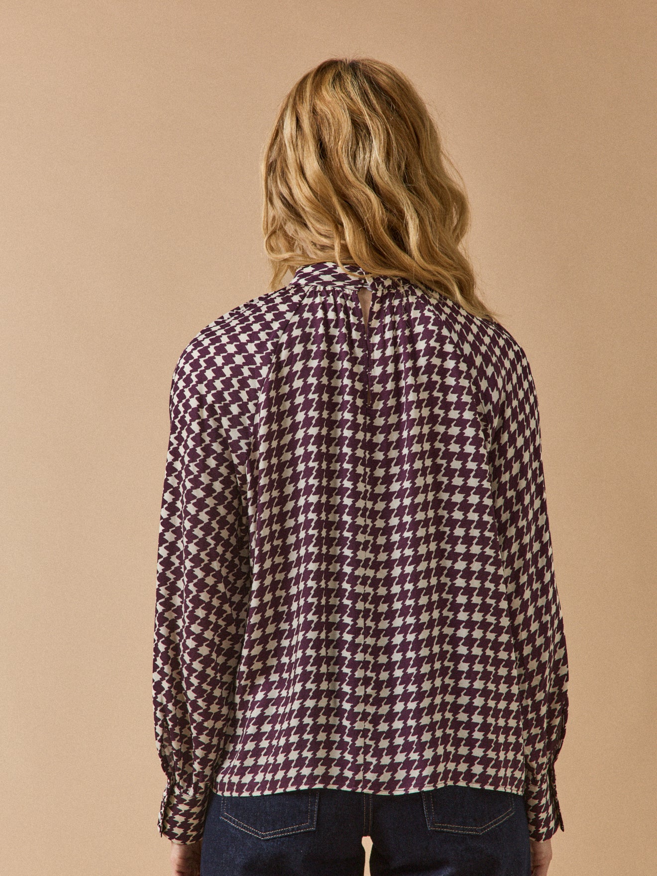 Blouse femme imprimé pied-de-coq