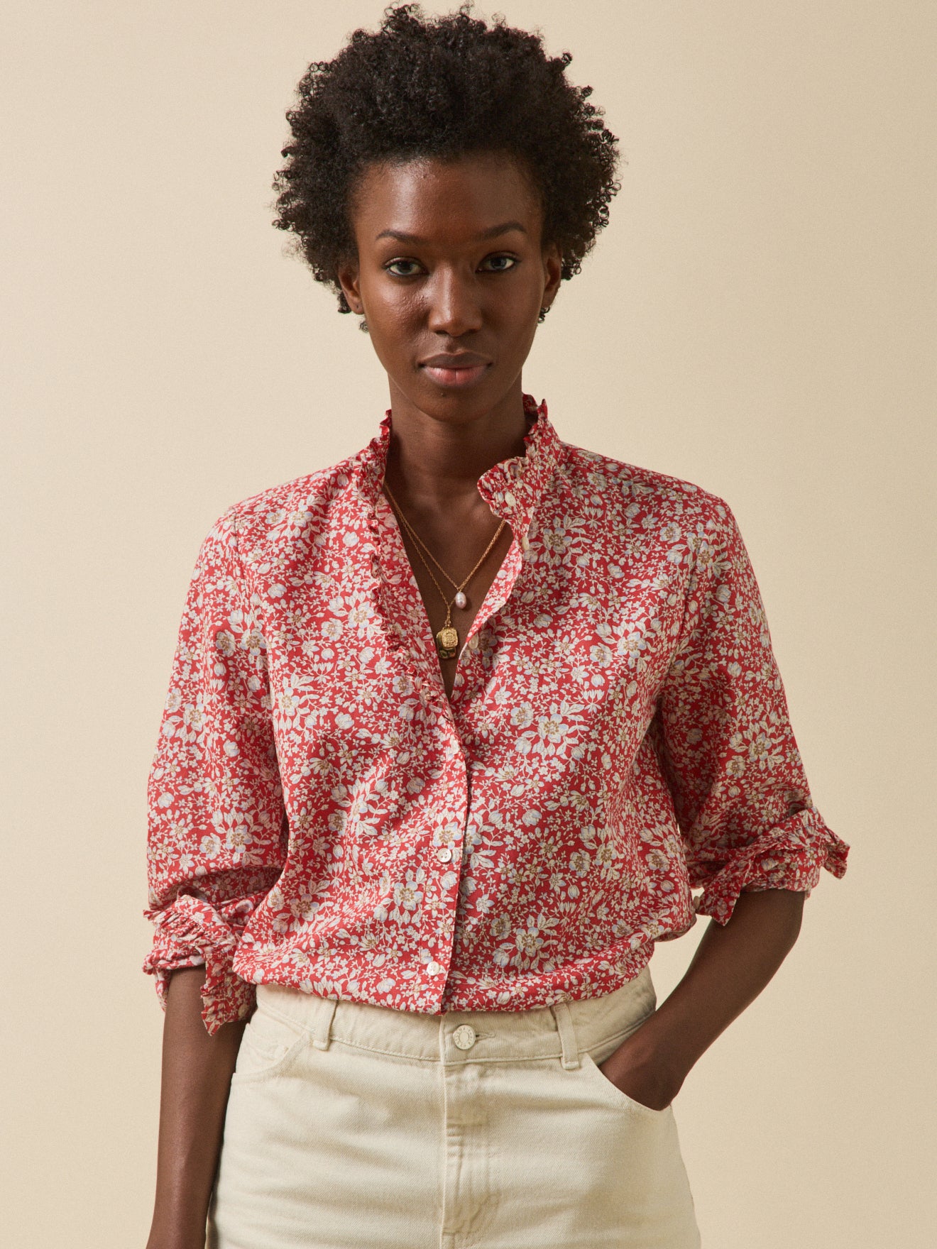 Women's ruffled collar shirt made with Liberty fabric - The Limited Collection