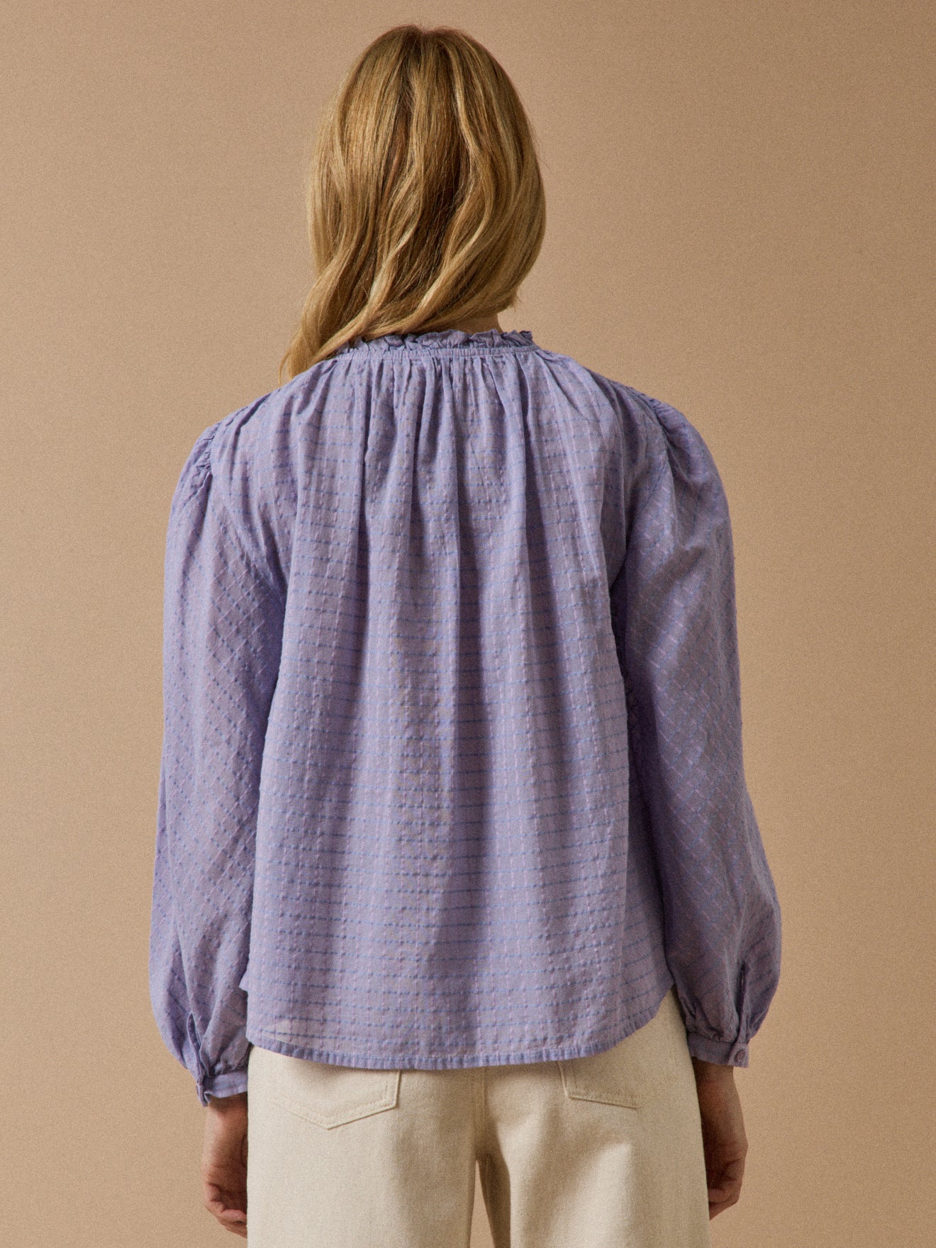 Blouse coton dobby carreaux femme