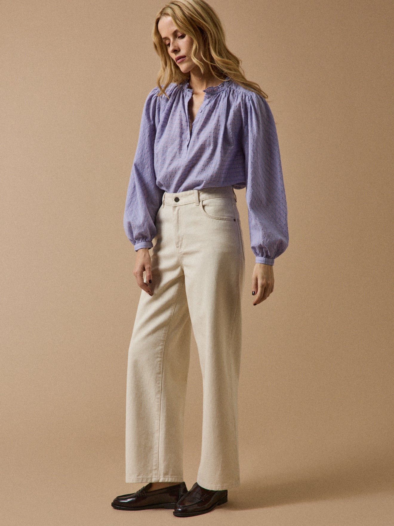 Blouse coton dobby carreaux femme