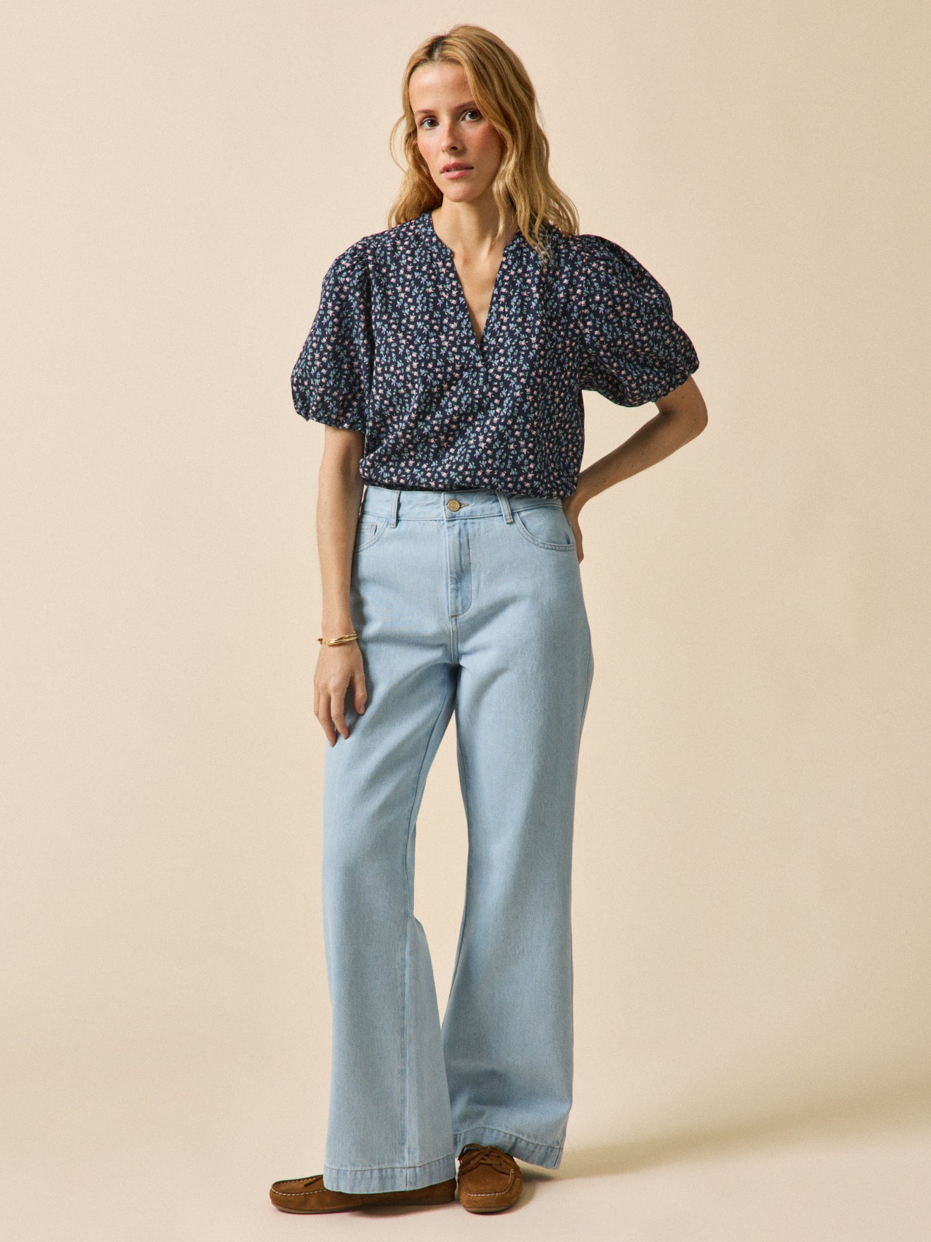 Women's top with Mini Roses print