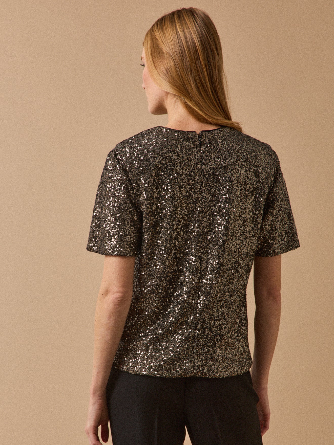 Top manches courtes sequins femme