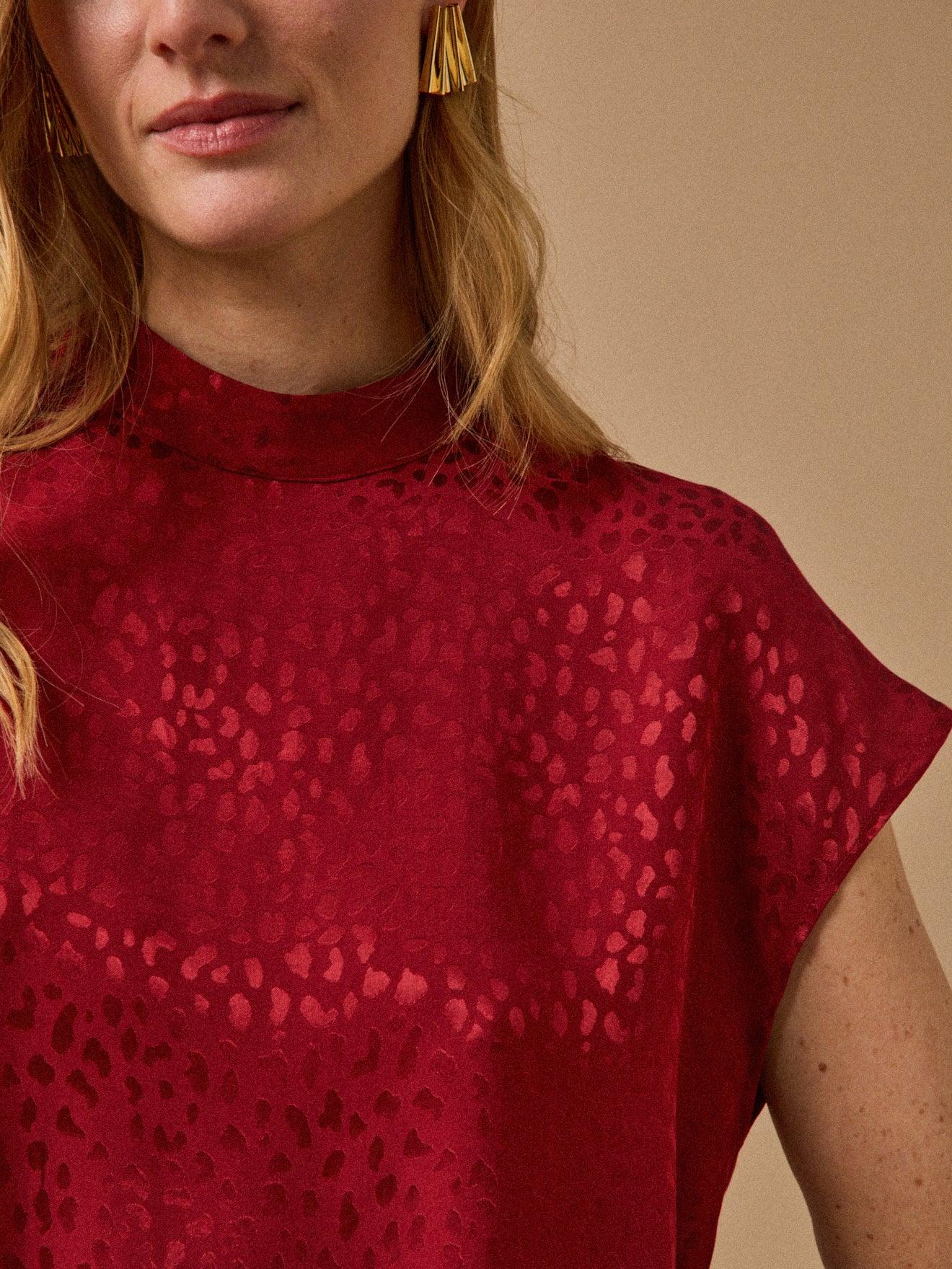 Top jacquard sans manches femme