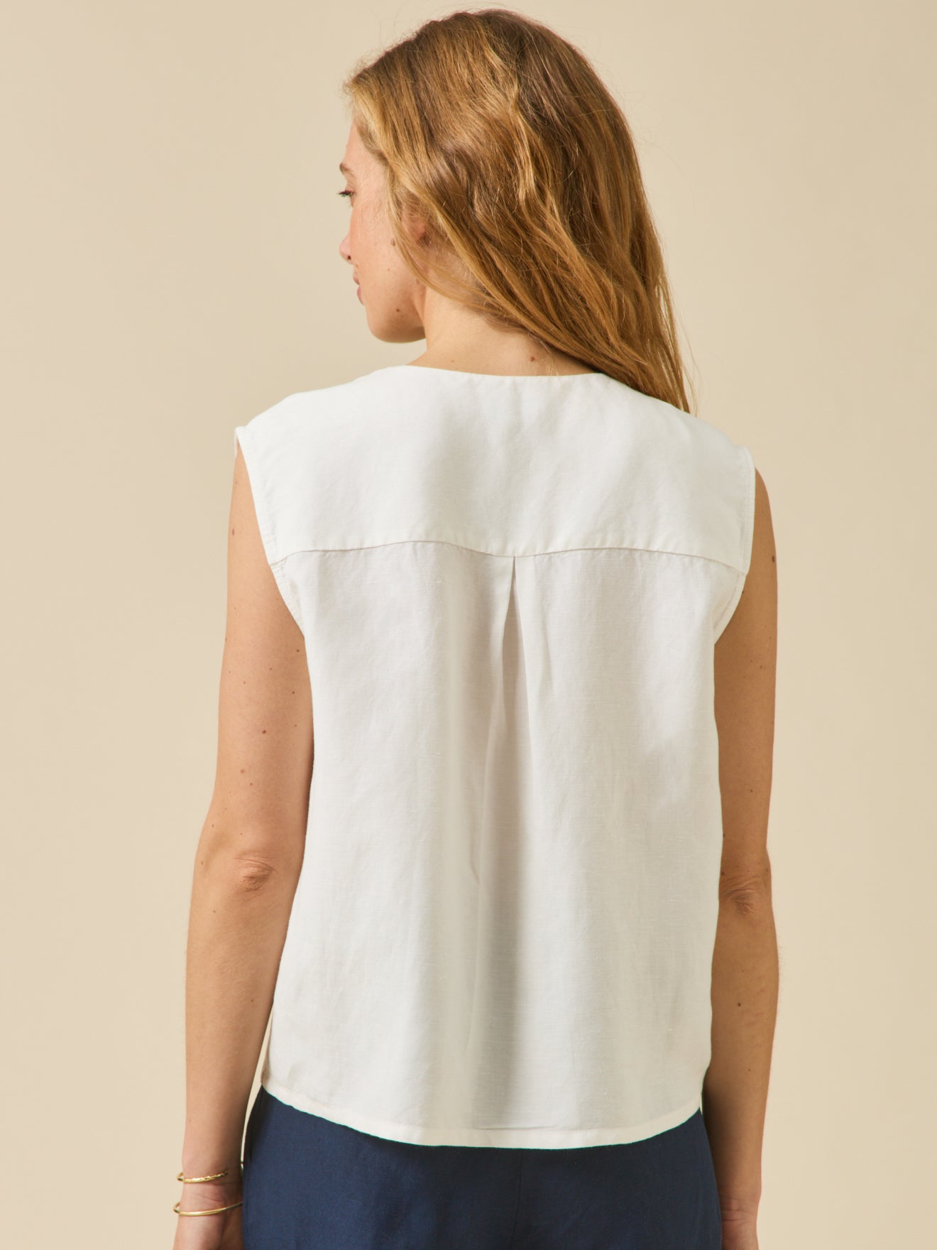 Top boutonné lin et viscose femme