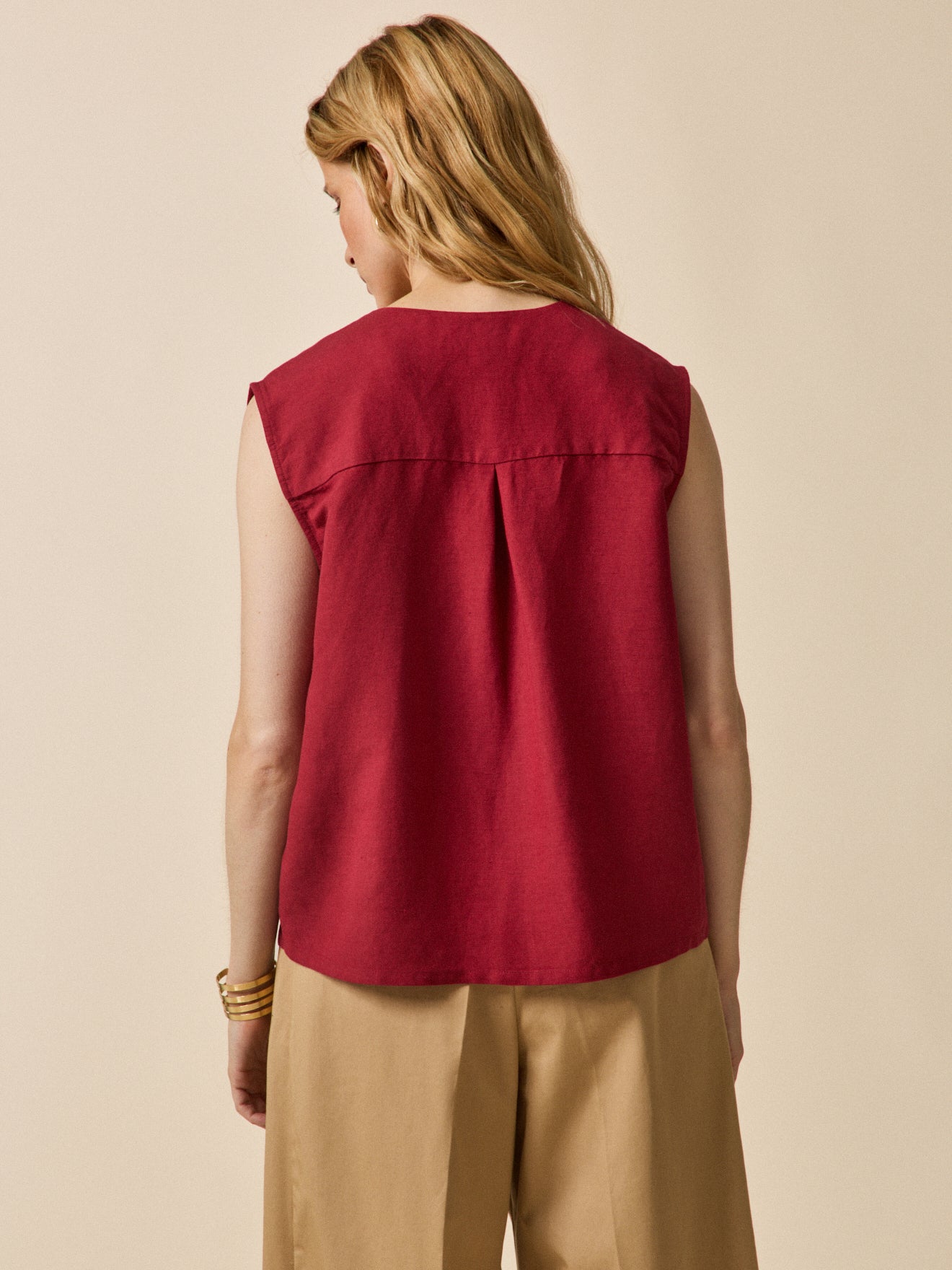 Top boutonné lin et viscose femme