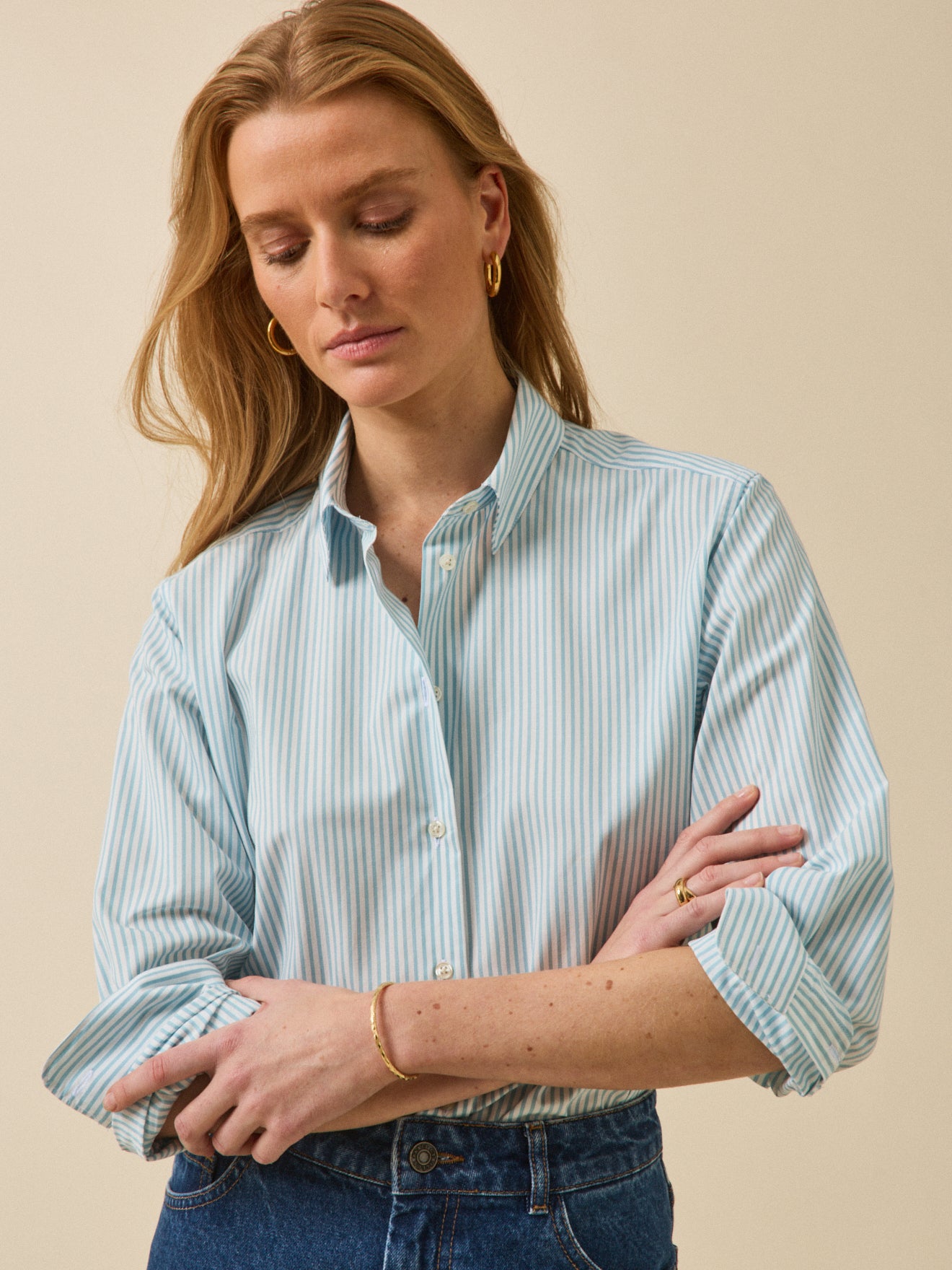 Women's striped organic cotton shirt