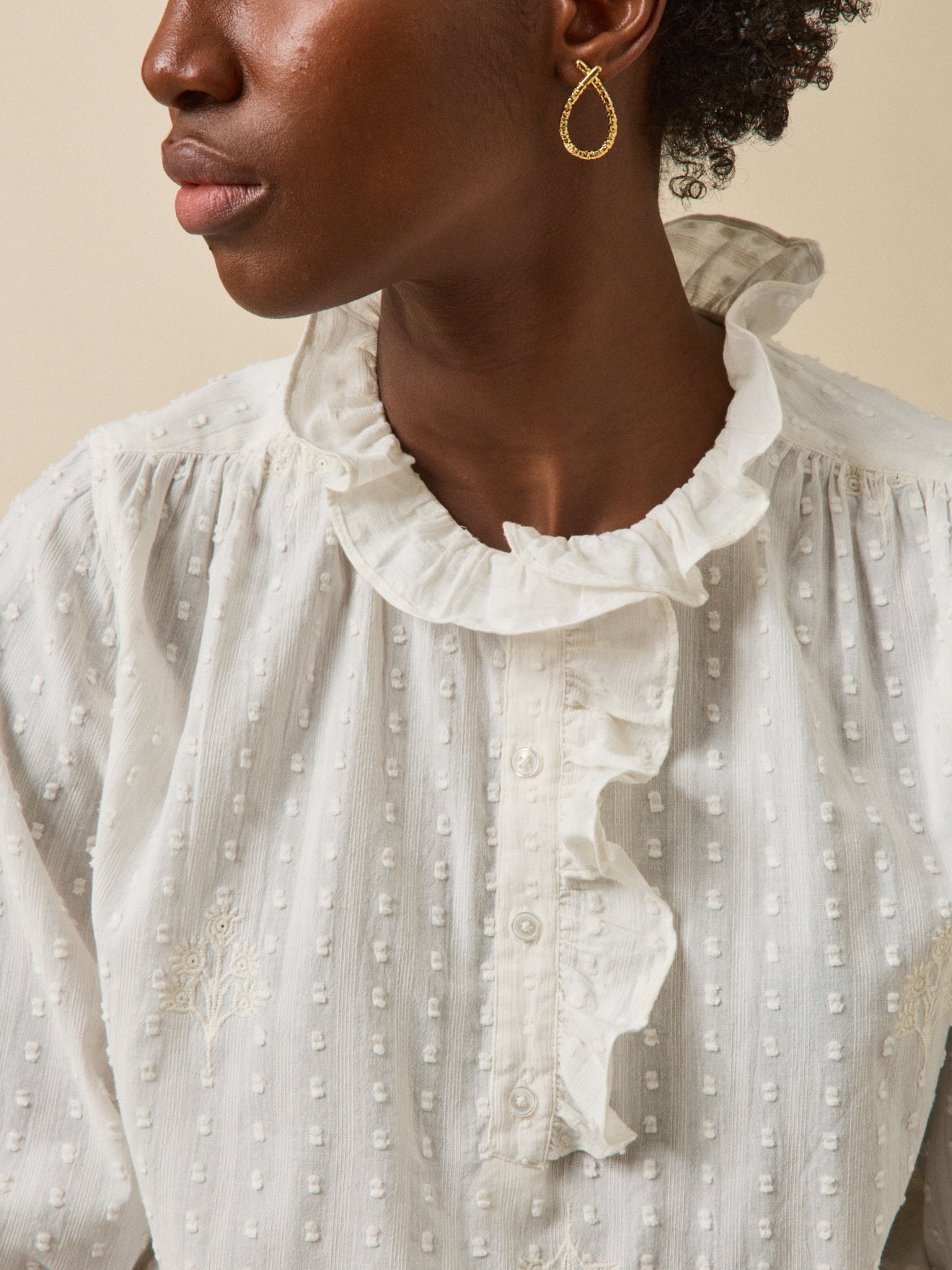 Blouse plumetis brodé femme