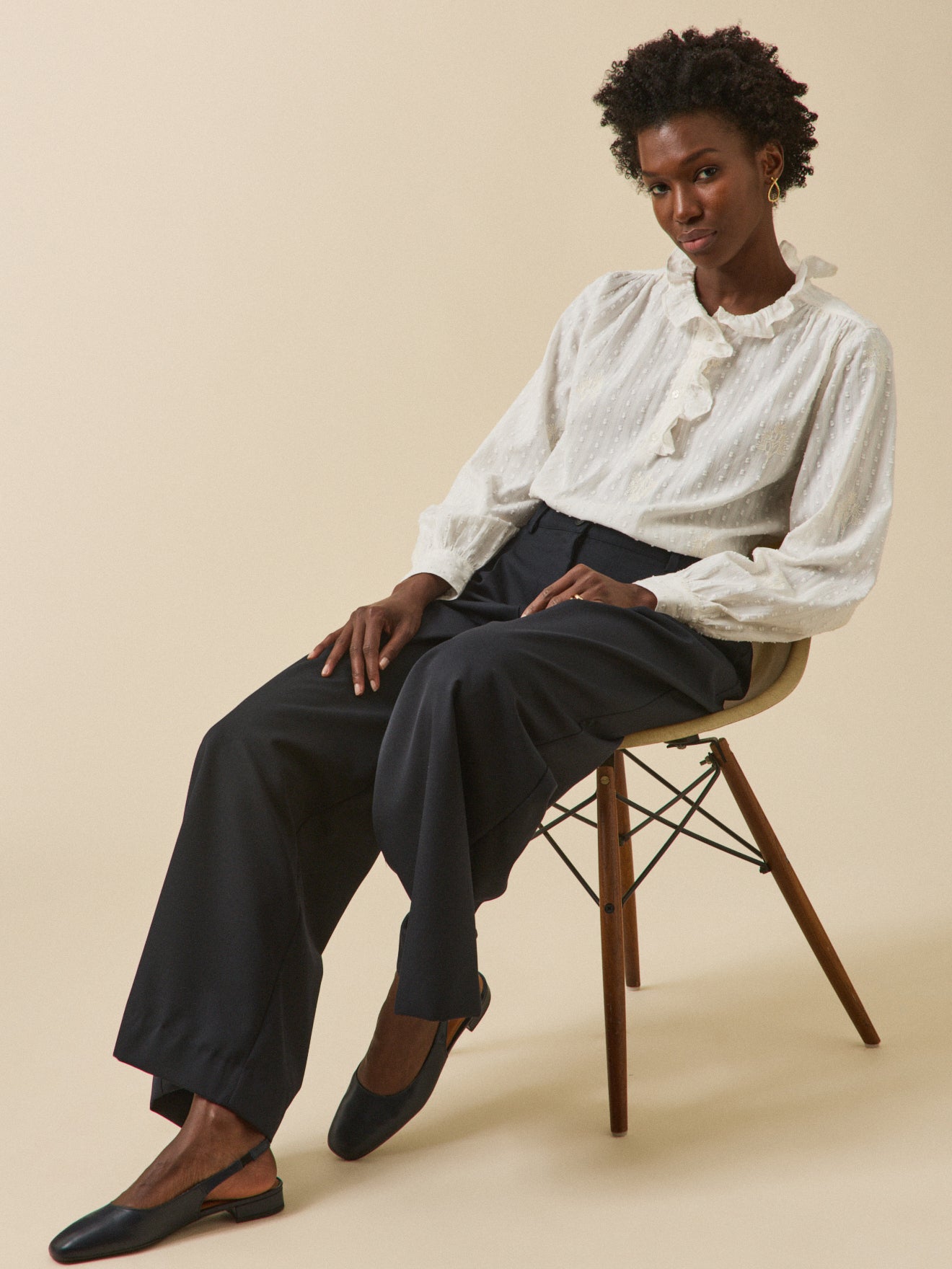 Blouse plumetis brodé femme