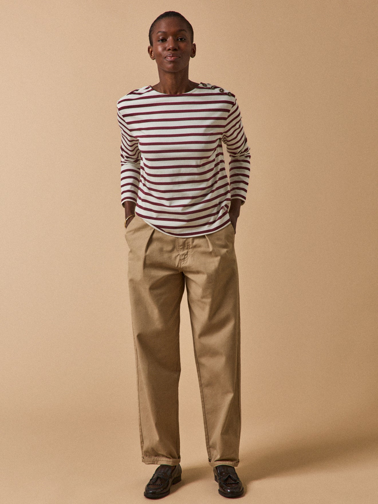 Women's sailor-stripe organic cotton T-shirt