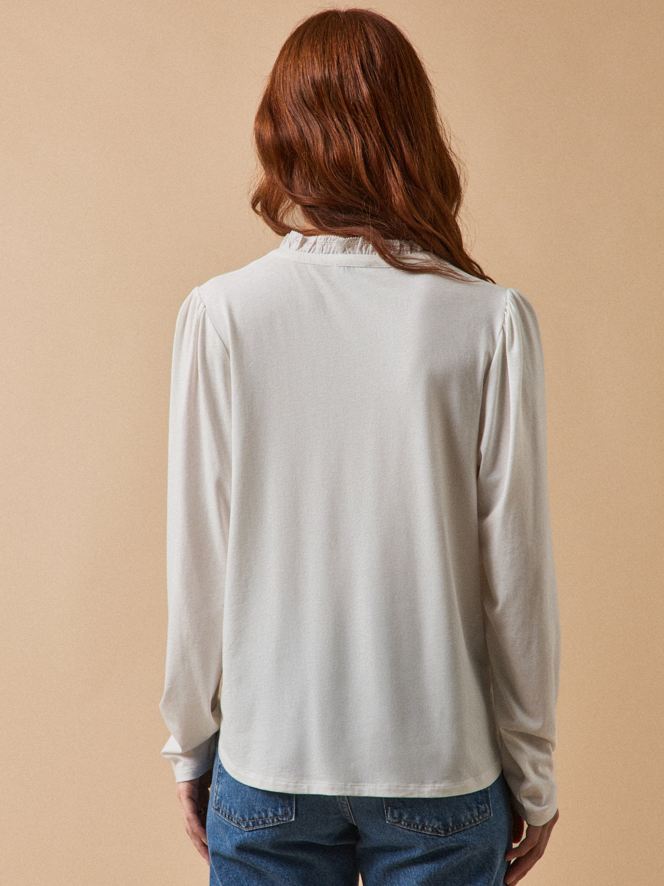 T-shirt col volanté femme modal et coton biologique