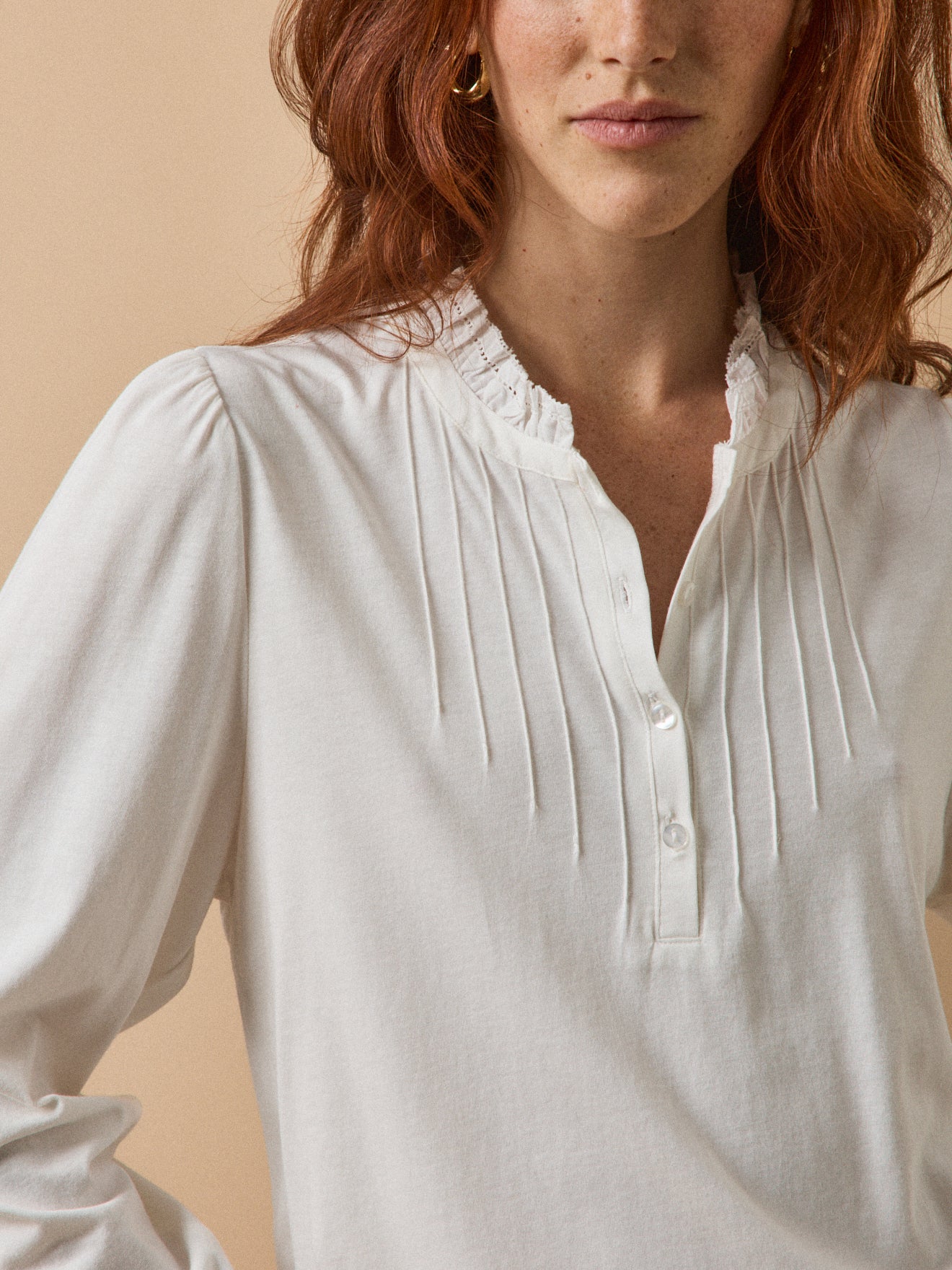 T-shirt col volanté femme modal et coton biologique