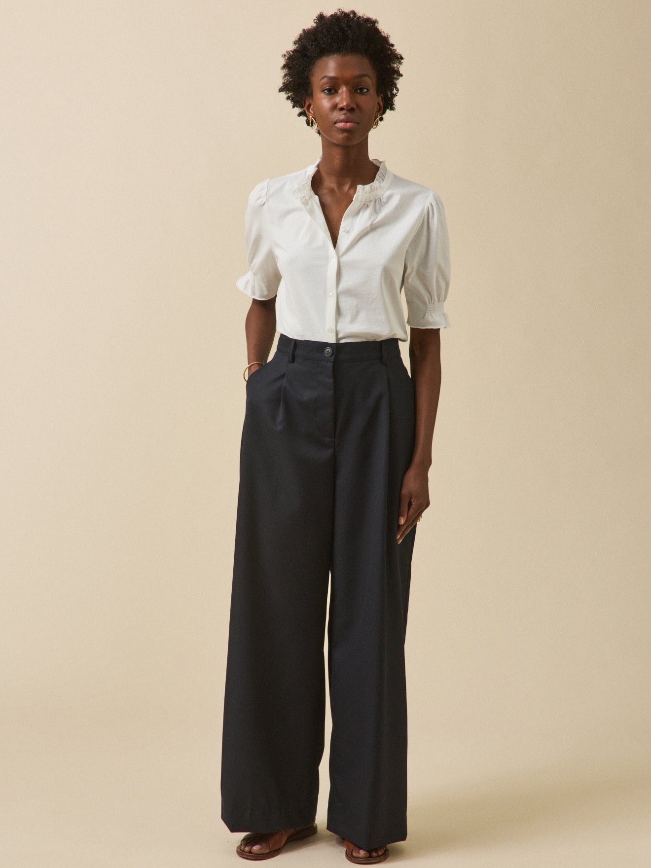 Women's ruffled organic cotton T-shirt