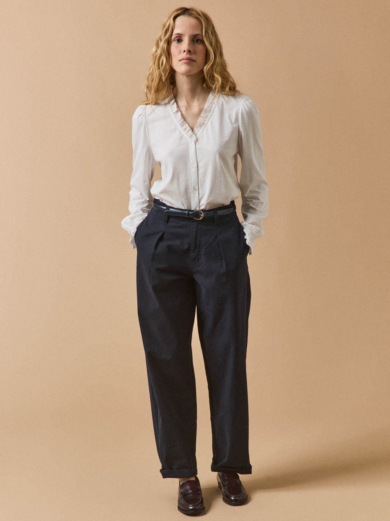 Women's ruffled organic cotton T-shirt