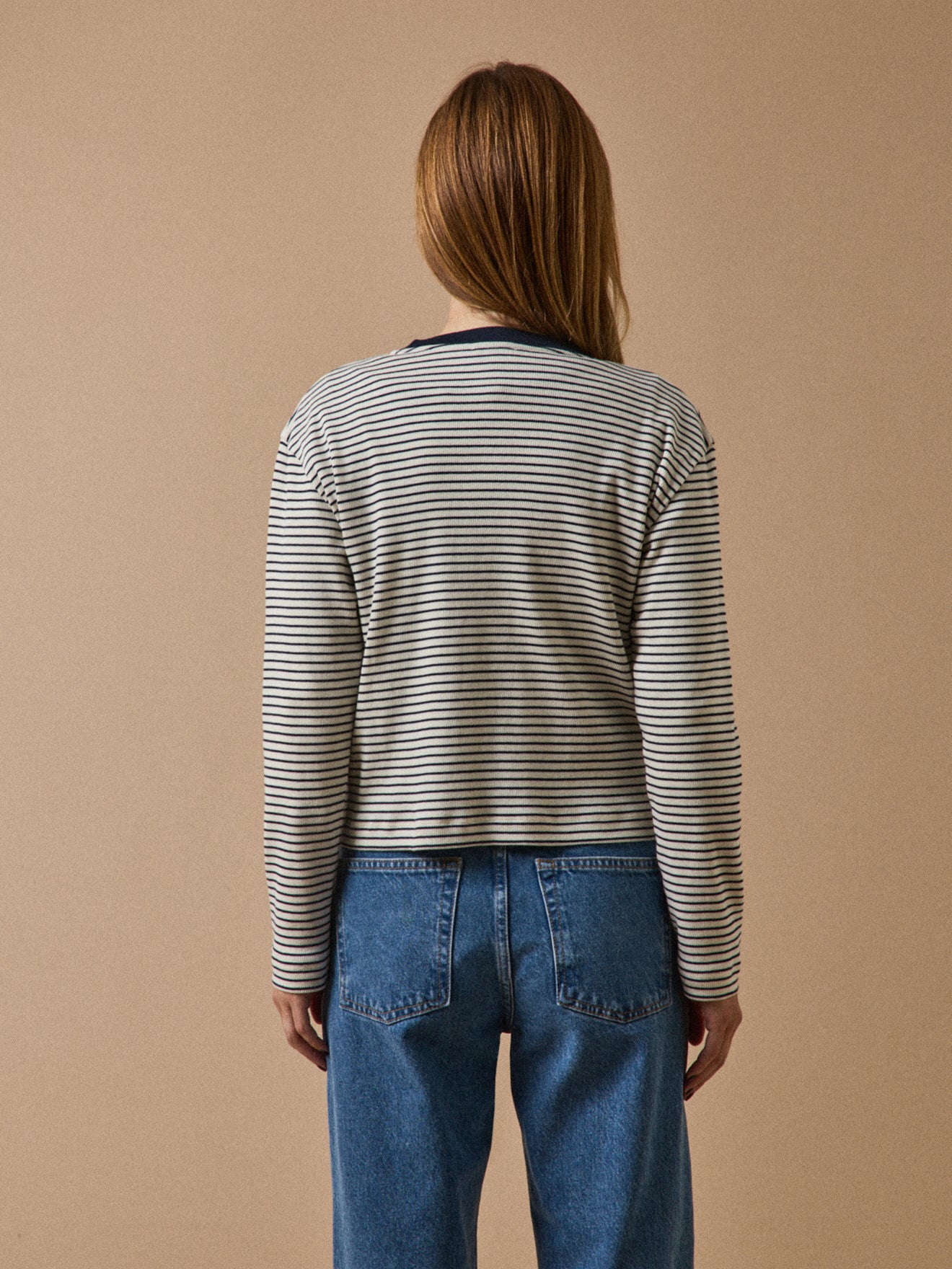Women's striped organic cotton cardi-sweater