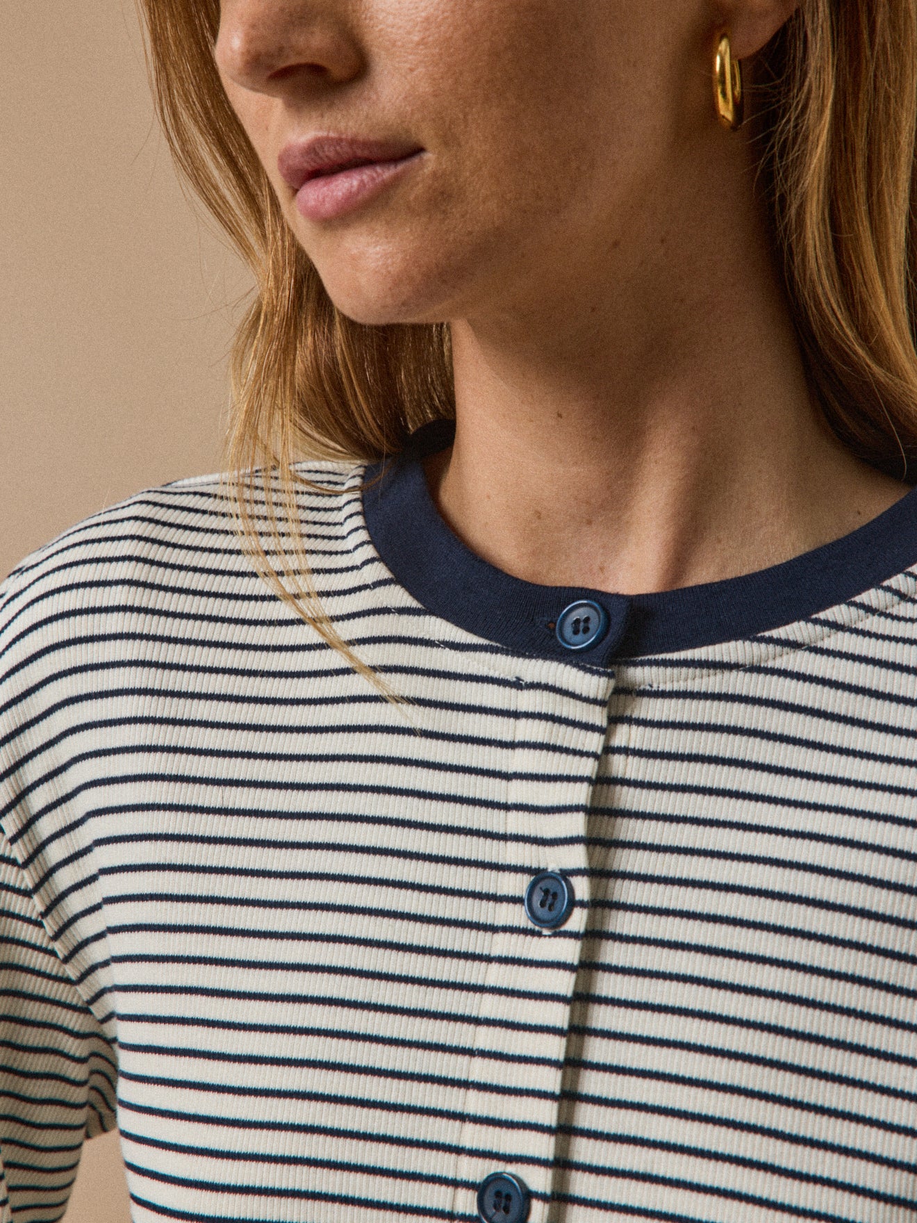 Women's striped organic cotton cardi-sweater