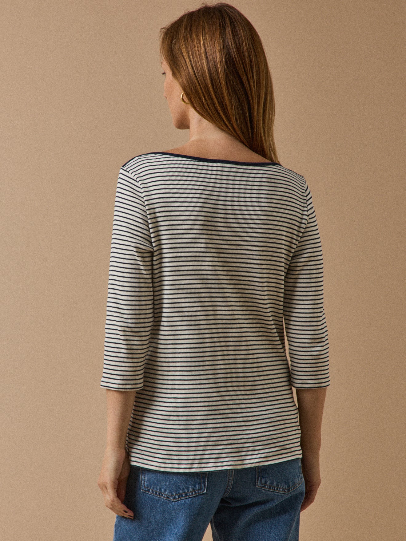 Women's striped boatneck organic cotton T-shirt
