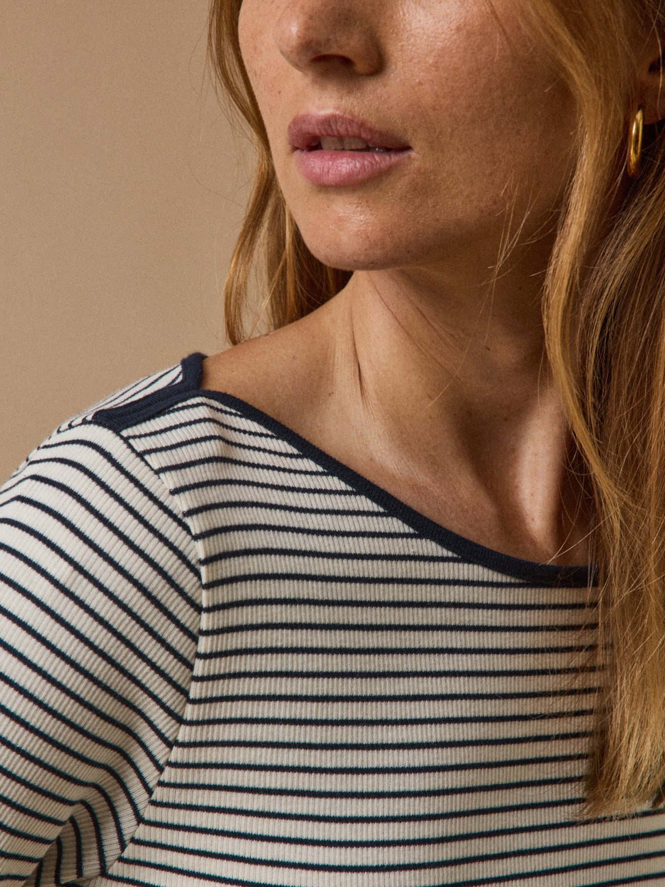 Women's striped boatneck organic cotton T-shirt