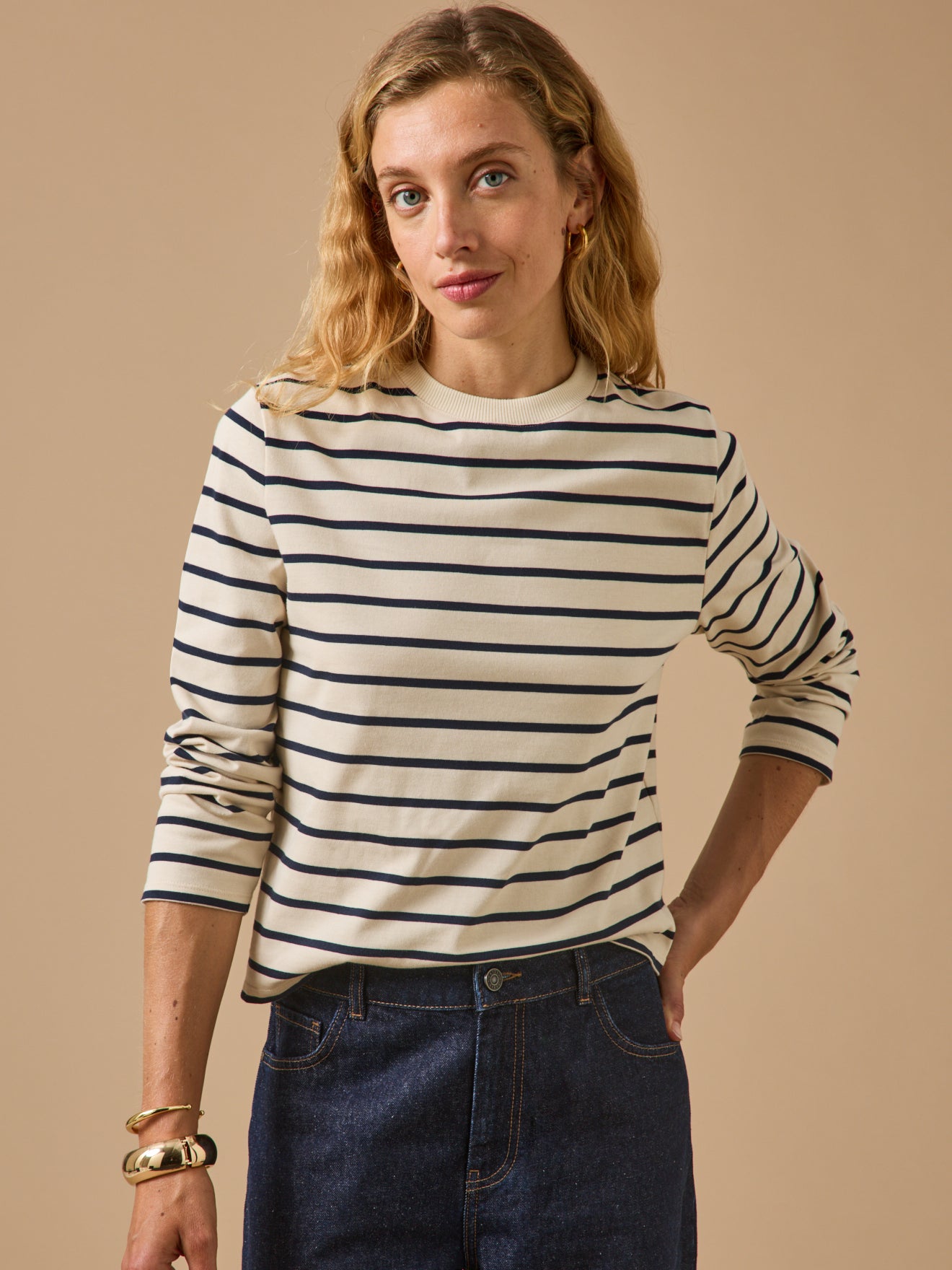 Women's organic cotton sailor-stripe T-shirt