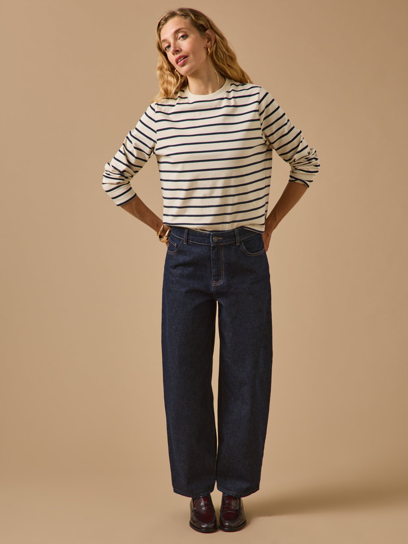 Women's organic cotton sailor-stripe T-shirt
