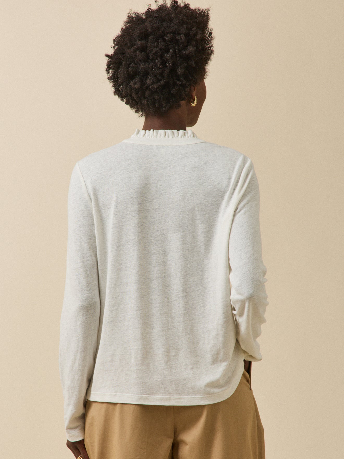 Women's linen and viscose button T-shirt