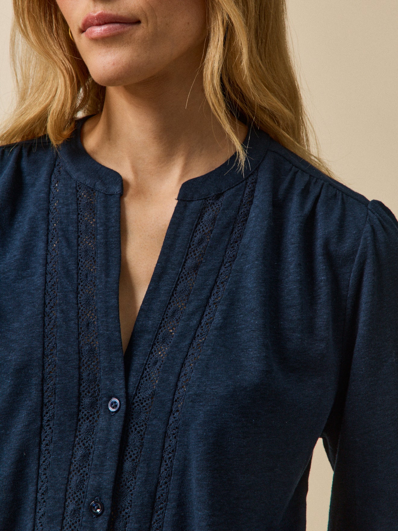 T-shirt dentelle lin et viscose femme