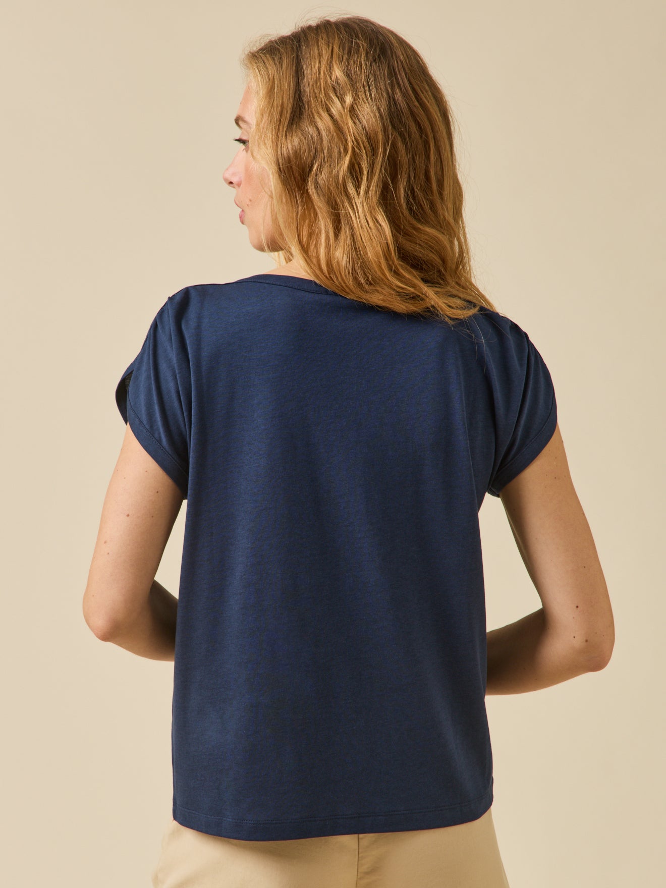T-shirt col bateau femme lyocell mélangé