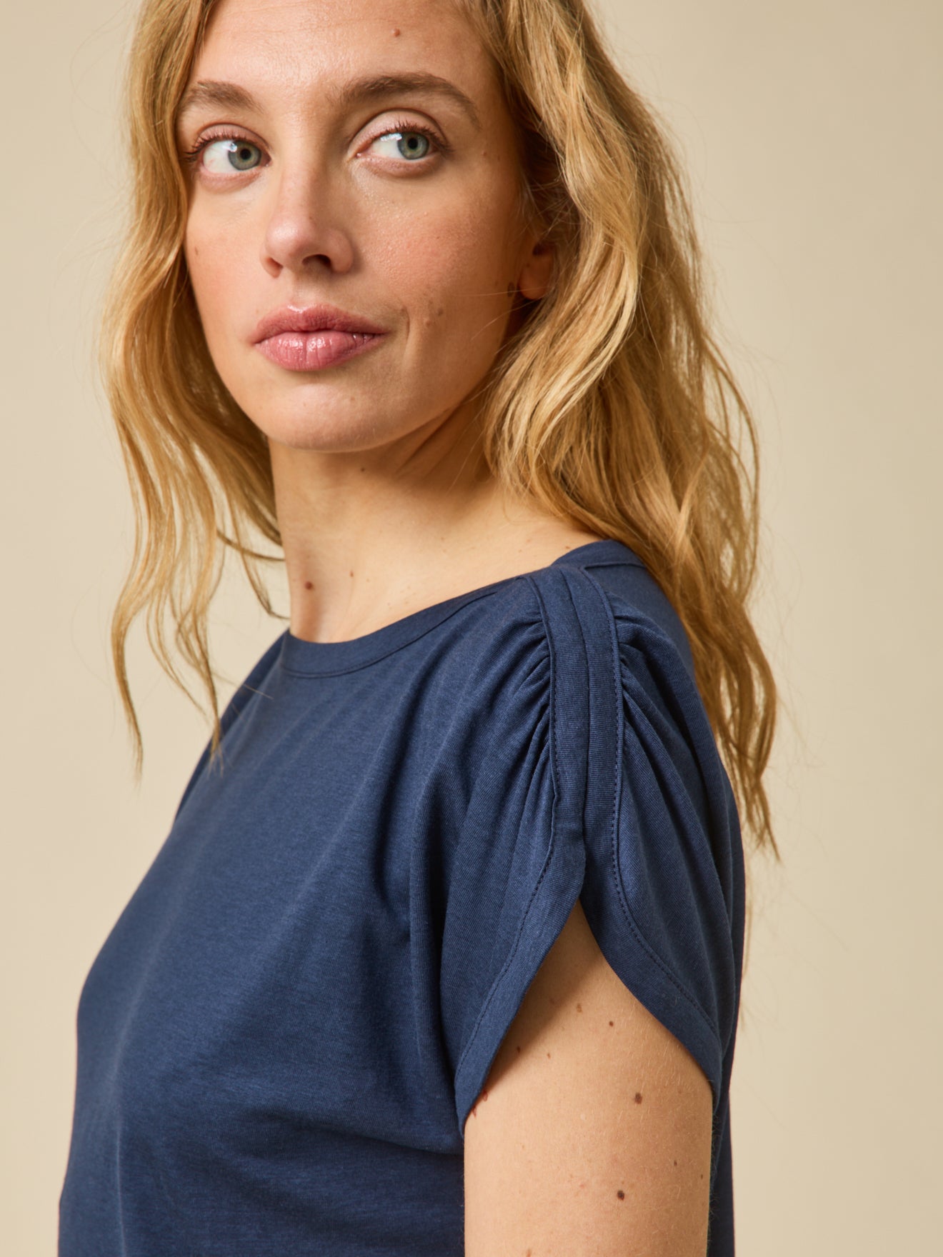 T-shirt col bateau femme lyocell mélangé