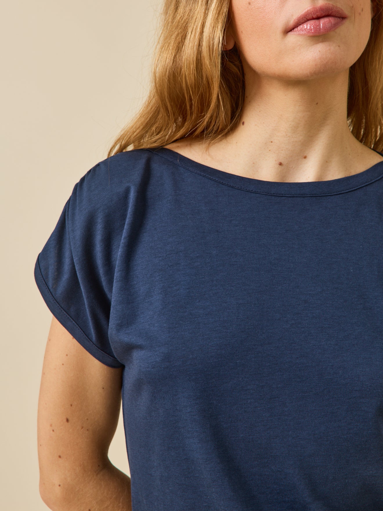 T-shirt col bateau femme lyocell mélangé