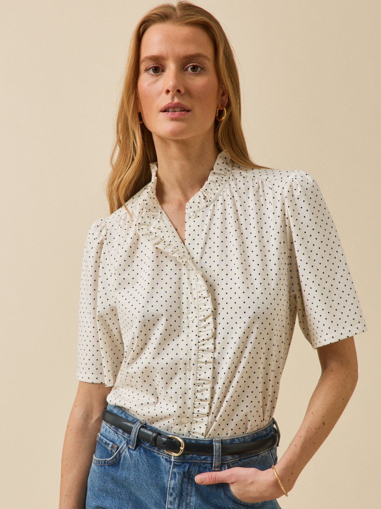 Women's dot print organic cotton T-shirt