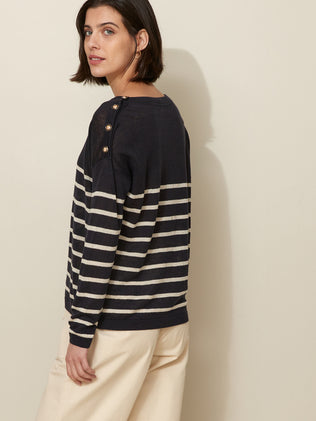 Women's linen sailor-stripe sweater