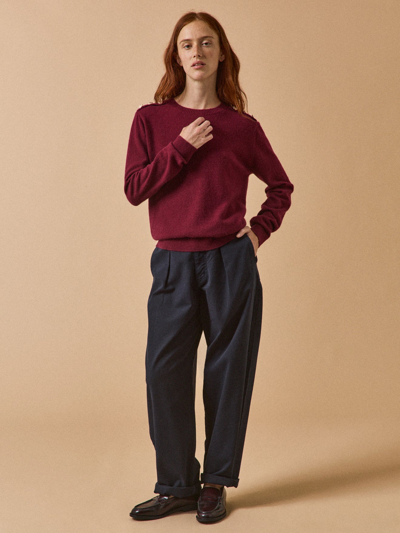Women's sweater with button shoulders - The Cashmere Collection