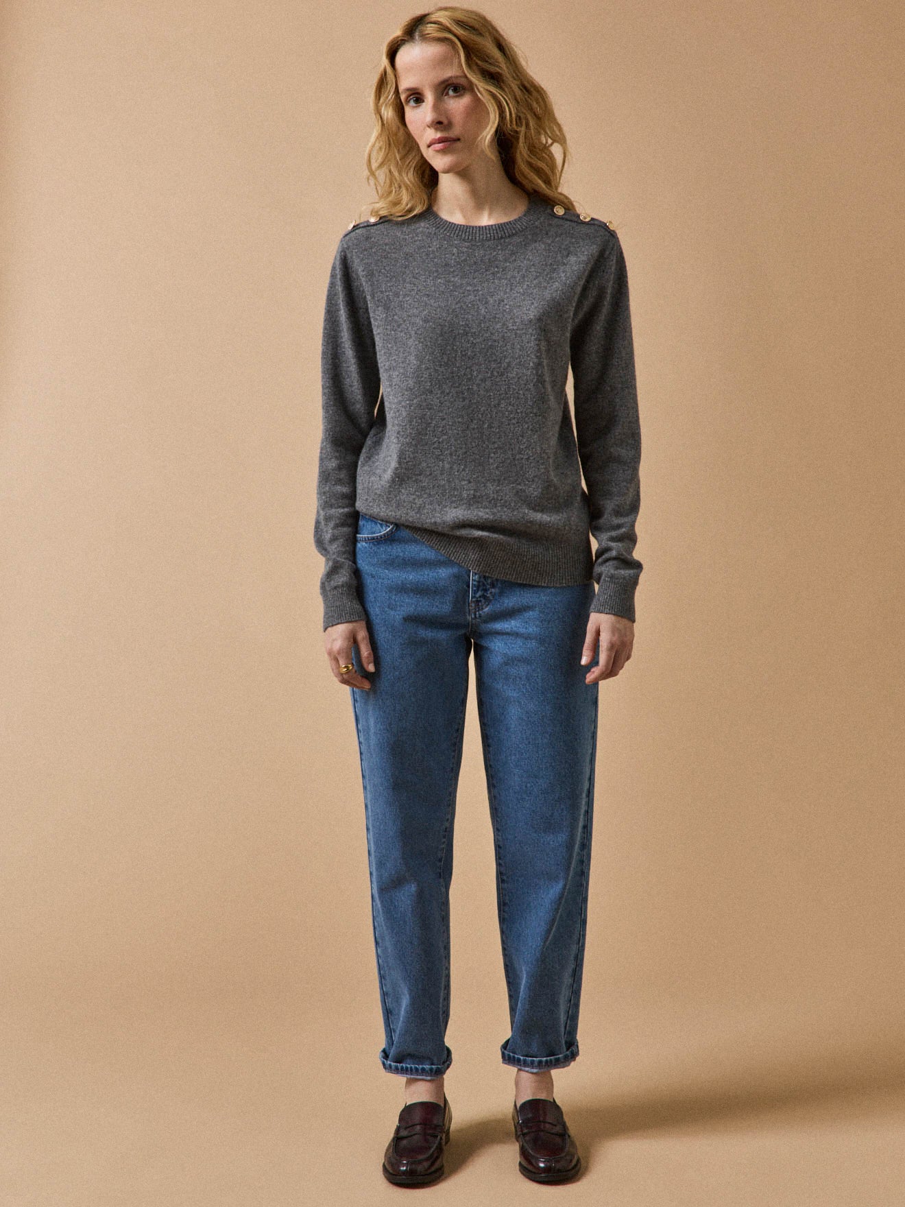 Women's sweater with button shoulders - The Cashmere Collection