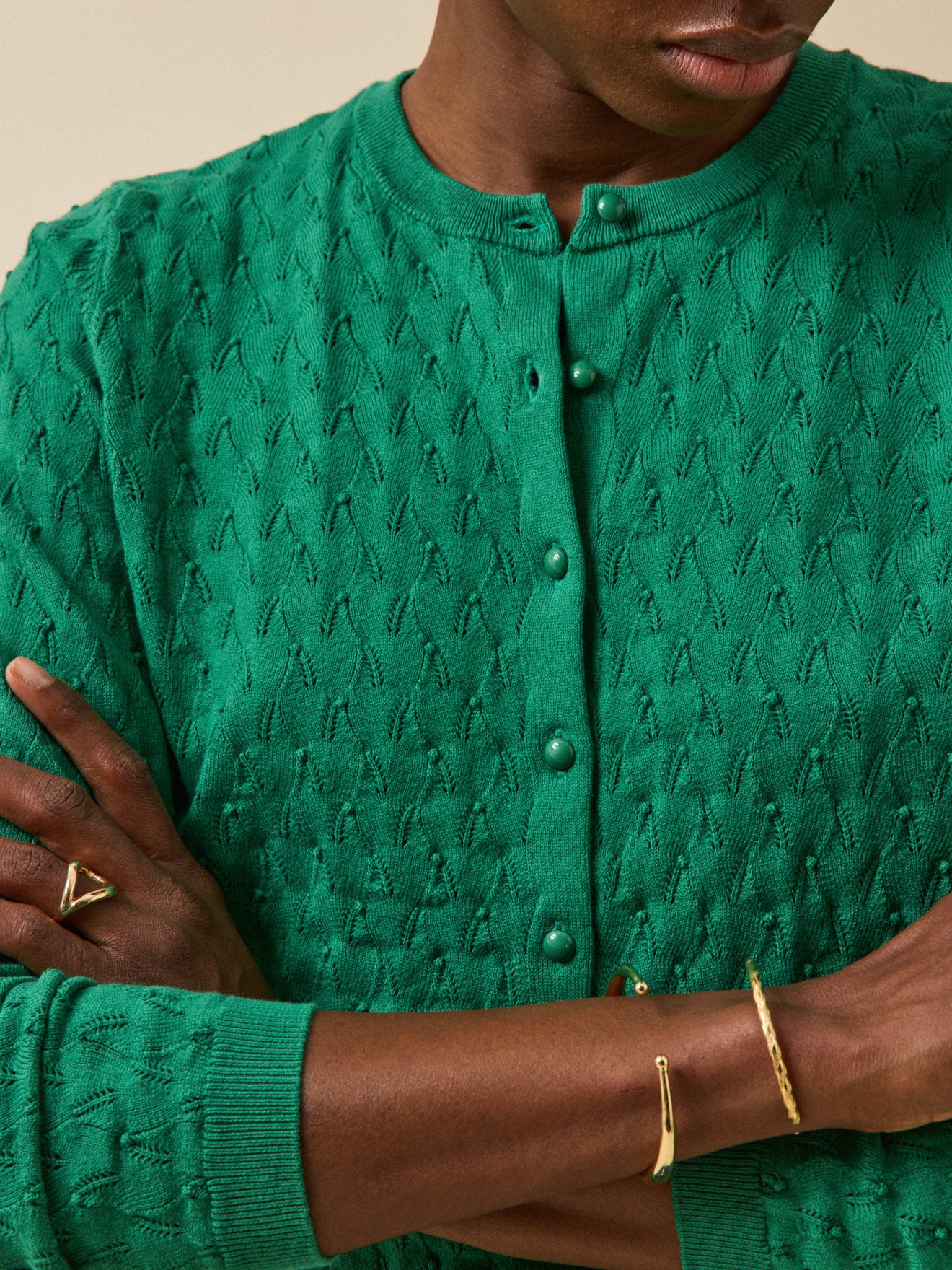 Women's pointelle knit cardigan