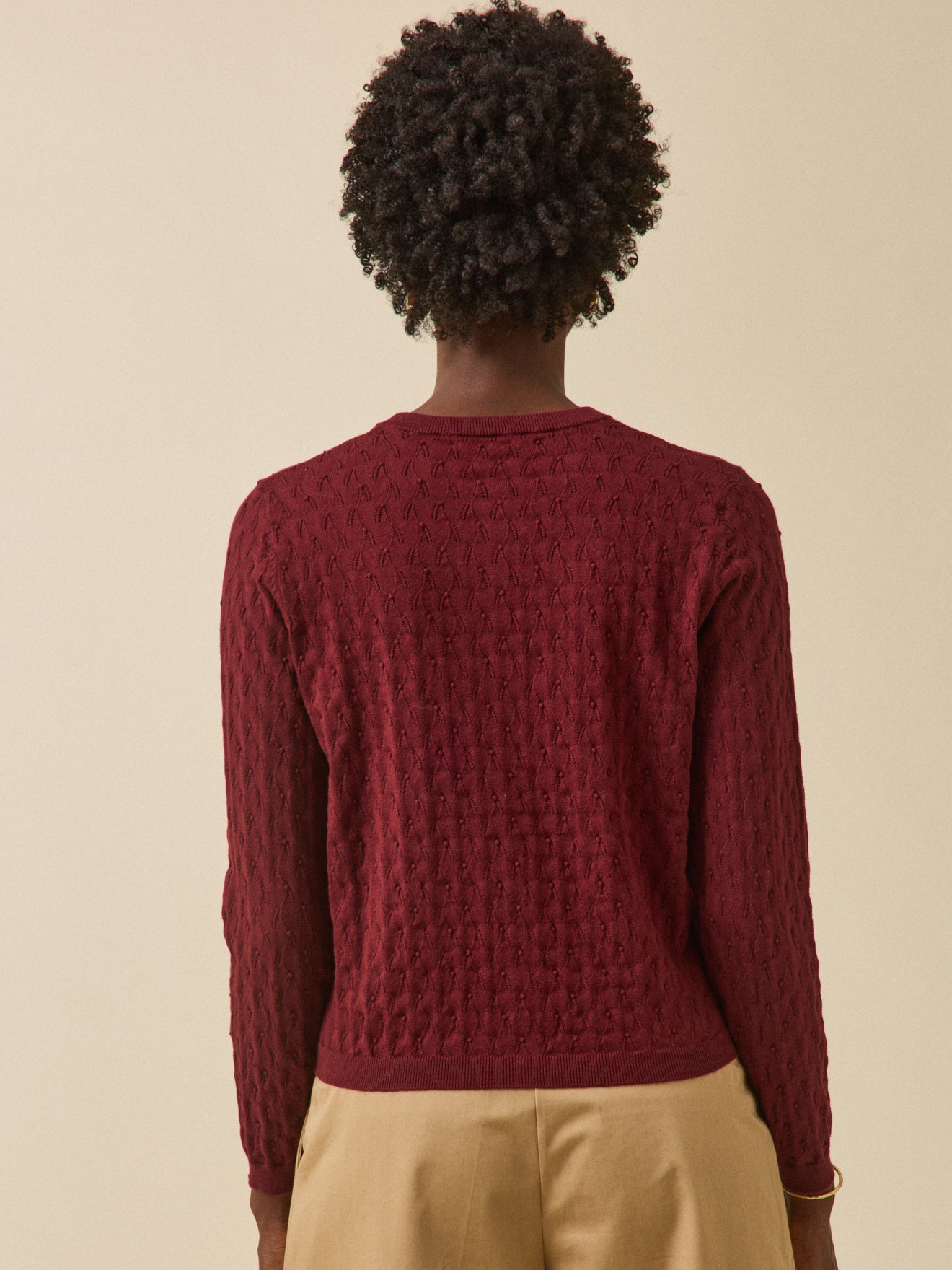 Women's pointelle knit cardigan